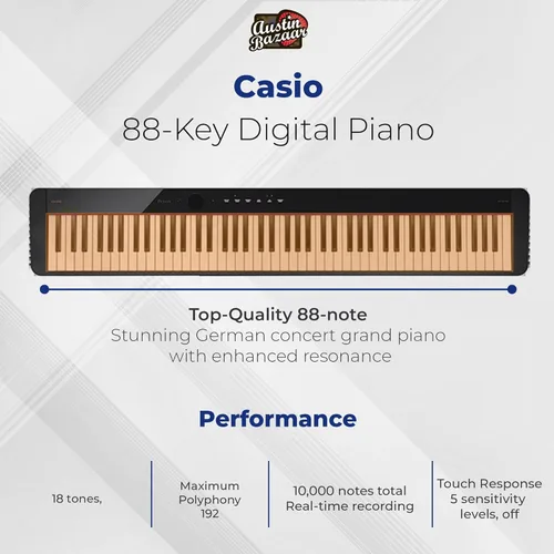 Vista 3 de Casio PX-S1100 Privia - Piano digital - Paquete negro con soporte de muebles CS-68, sistema de tres pedales SP-34, banco de muebles, libro