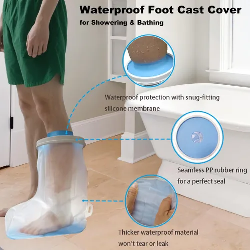 Vista 5 de Fundas antideslizantes e impermeables para yeso de pie para ducha de adultos, protector de pie tipo bota para ducha, protector de yeso para adultos