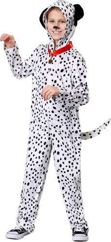 Delightful Dalmatian Costume for Kids, Spotted Dog One-piece, Dalmatian with Collar Jumpsuit for Halloween