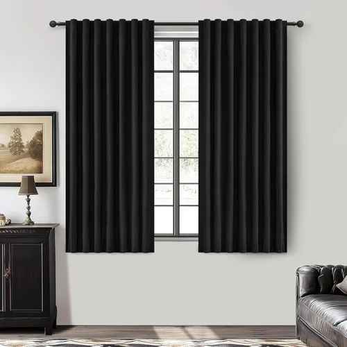 Vista 52 de Juego de 2 cortinas 100% opacas, 84 pulgadas de largo, dormitorio, estéticas, aislamiento térmico, eficiencia energética, mezcla de algodón y lino
