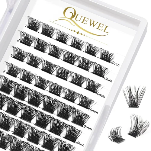 Vista 16 de QUEWEL Kit de extensión de pestañas DIY, racimos de pestañas 3D con 280 piezas, racimos de pestañas mixtas de 10-16 mm (30+40+50D), pinzas