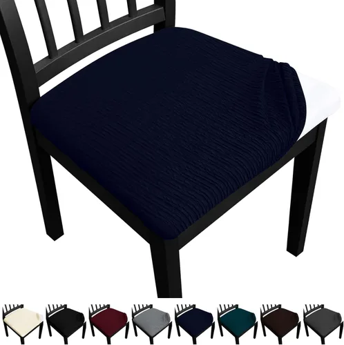 Vista 12 de Fundas de asiento para silla de comedor, juego de 6 fundas lavables para sillas de comedor, fundas extraíbles para sillas de cocina, fundas