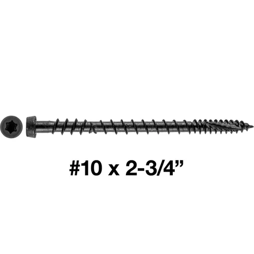 Vista 72 de Tornillo de madera compuesto gris castillo de 2-3/4 pulgadas, cabeza de accionamiento Torx/Star Drive Head - Recubierto Exterior - Compatible