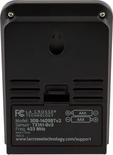 Vista 5 de La Crosse Technology 308-1409BT-CBP - Estación inalámbrica de temperatura y humedad con tiempo, color negro