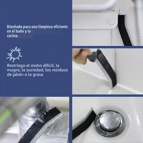 Vista 2 de Cepillo limpiador de lechada para juntas de azulejos profundos, cerdas rígidas en ángulo para duchas, bañeras, cocinas, herramienta de limpieza