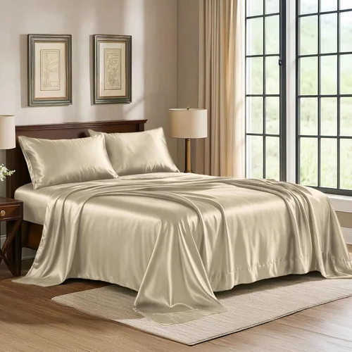 Vista 35 de Pure Bedding Sábanas de satén de lujo para cama individual de hotel, juego de sábanas de microfibra extra suave de 1800, resistente a las arrugas, a