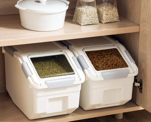 Vista 4 de LISM Paquete de 2 recipientes de almacenamiento de alimentos para perros con cuchara, contenedor hermético grande para alimentos para perros