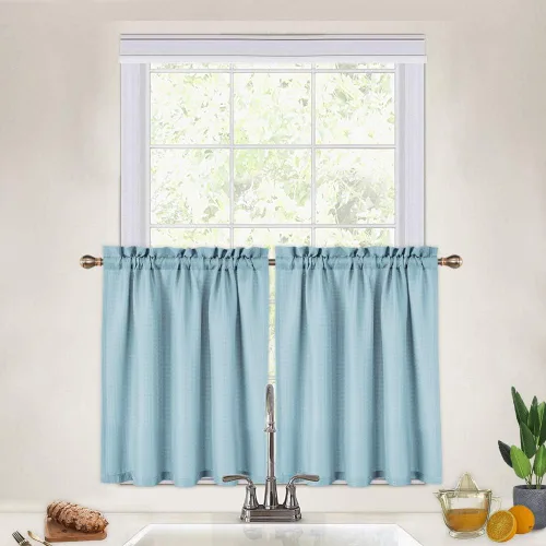 Vista 26 de CAROMIO - Cortina para cocina, cortina texturizada, cortinas para ventana de baño, varios tamaños