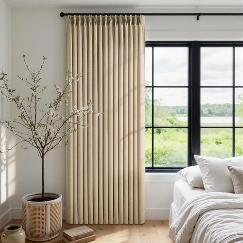 Vista 16 de Cortinas de lino extra anchas de 70 pulgadas de largo y 96 pulgadas Abedul Burlywood