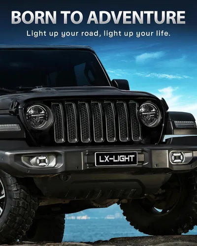 Vista 4 de LX-LIGHT Foglights LED extremadamente brillantes de 60 W con DRL compatibles con Jeep Wrangler JL Sport Rubicon parachoques delantero de acero