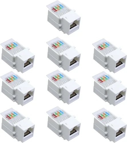 Antrader Adaptador de conector Keystone RJ45 Cat5e sin herramientas, conector de módulo Keystone, para red de Internet, cable LAN Ethernet, con