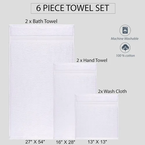 Vista 3 de All Design - Juego de toallas de baño, 100% algodón, secado rápido, suaves, muy absorbentes para baño, invitados, piscina, gimnasio, campamento