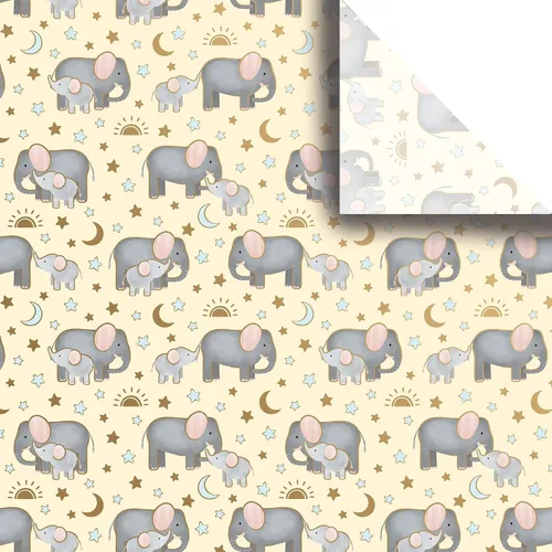 Jillson Roberts Pañuelo de regalo impreso desplegado de 20 x 30 pulgadas, elefantes bebés (240 hojas)