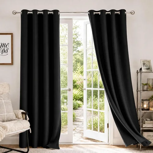 Vista 61 de HOMEIDEAS – Cortinas opacas de 52 x 84 pulgadas de largo, 2 paneles de cortinas para oscurecer la habitación, térmicas, insonorizadas, con ojales