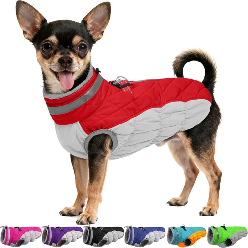 Vista 53 de Chaqueta de invierno para perro, abrigo impermeable y reflectante, resistente al viento, ropa cálida para mascotas, cómoda ropa de forro polar