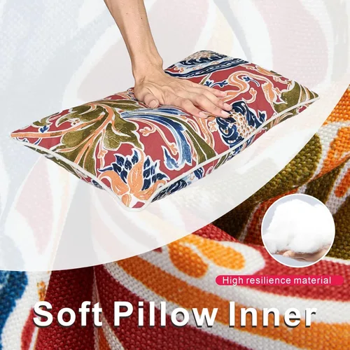 Vista 5 de JMGBird Juego de 2 almohadas lumbares para exteriores con relleno de algodón PP para muebles de patio, almohadas decorativas de 12 x 20 pulgadas