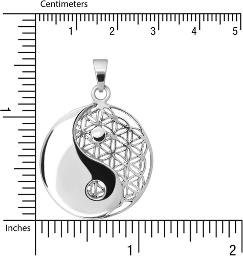Vista 5 de withlovesilver Plata Esterlina 925Encanto Celta Ronda Yin Yang Cut Out de la flor de la vida colgante