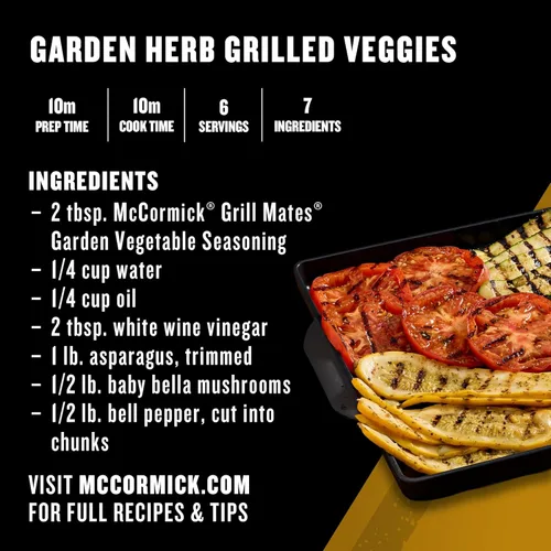 Vista 8 de McCormick Grill Mates - Condimento de verduras, 20 onzas - Un envase de 20 onzas de mezcla de condimento para verduras con una mezcla premium