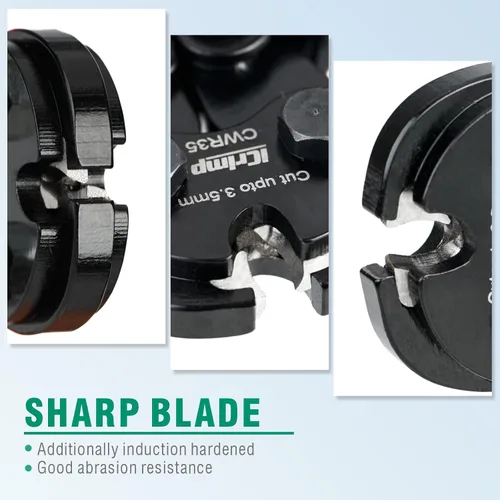 Vista 3 de iCrimp Cortador de cuerda de alambre de trinquete de 0.138 in con hoja endurecida 61 HRC para cables de bicicleta, aviones, cobre y piano, CWR35