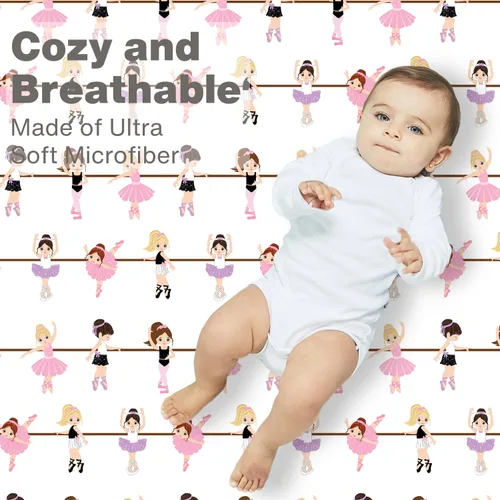 Vista 5 de Everyday Kids Paquete de 2 Sábanas Bajeras para Cuna para Niña, 100% Sábana de Bebé de Microfibra Suave y Transpirable, Se Adapta a Colchones