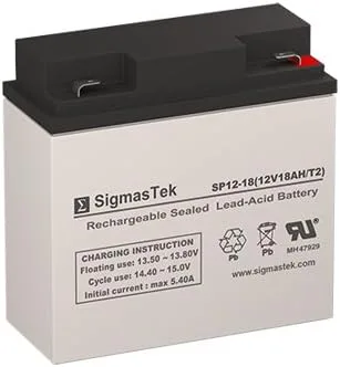 SigmasTek Batería SP12-18 T2-12V 18AH F2 SLA - Reemplaza: Power Sonic PS-12180-F2, Universal Power UB12180 (40648), B&B Battery EVP20-12-F2,