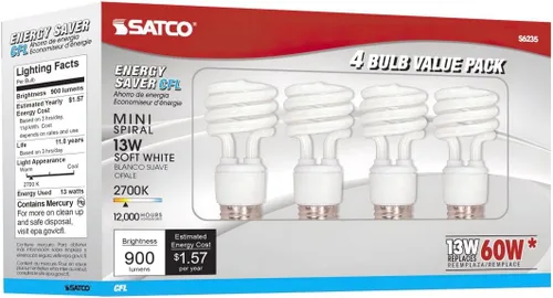 Vista 7 de Satco Bombilla espiral S6235 CFL, 13 vatios, 4