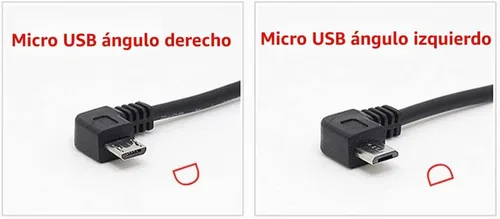 Vista 5 de Cable de alimentación USB 2.0 A a Micro B, cable de alimentación USB de 90 grados, ángulo izquierdo con 5 clips de cableado para Garmin Dash Cam 55
