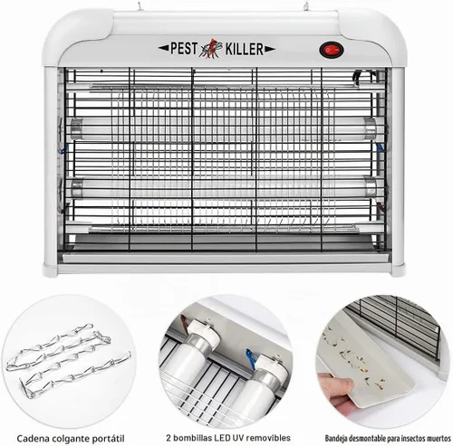 Vista 5 de Exterminador eléctrico de insectos para interiores con 2 bombillas de 2800 V blanco