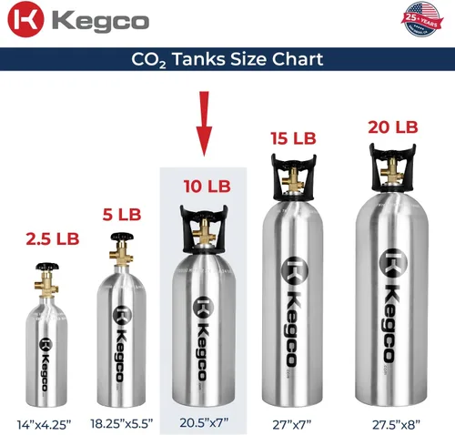 Vista 7 de Kegco Cilindro de Co2 Tanque de Aluminio de 10 lb