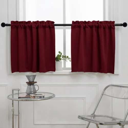 Vista 16 de Pickluc Cortina opaca de cocina de 20 pulgadas de largo, con bolsillo para barra, cortinas para ventanas pequeñas en sala de estar, sótano