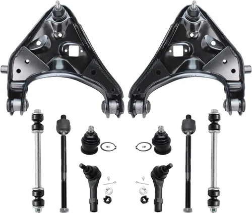 Vista 64 de Detroit Axle - Kit de brazos de control de extremo delantero de 10 piezas para Jeep Cherokee 1991-1999, Comanche 1991-1992, 4 brazos de control