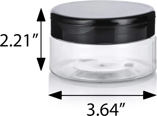 Vista 2 de Tarro de perfil bajo recargable de plástico PET transparente de 8 onzas con tapa superior abatible (paquete de 12)