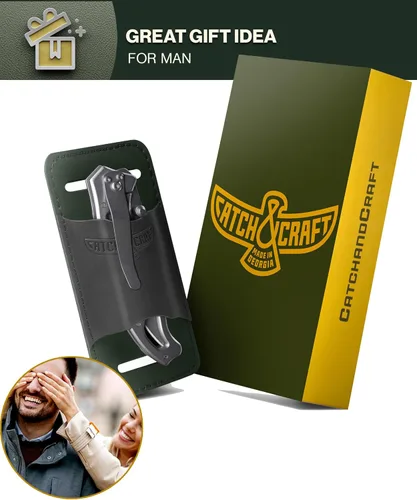 Vista 6 de Funda de cuero para cuchillo para cinturón, funda plegable y de bolsillo, soporte horizontal para cuchillos, bolsa pequeña, organizador oculto EDC