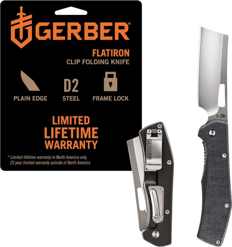 Vista 7 de Gerber Gear Flatiron Cuchillo de Bolsillo Plegable, Cuchillo Plegable de Acero Inoxidable EDC con Hoja de Cuchilla de 3.6" y Clip de Bolsillo, Negro