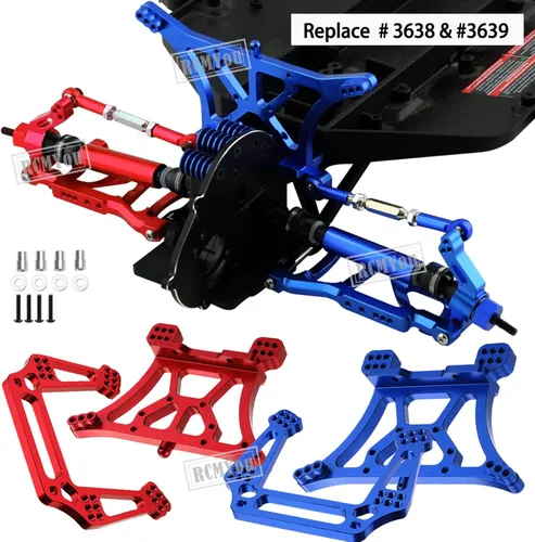 Vista 4 de Pieza de mejoras para barra de 1/10 2WD, brazo de suspensión delantero trasero de aluminio, torre de choque, bloque de ruedas, bloques de dirección