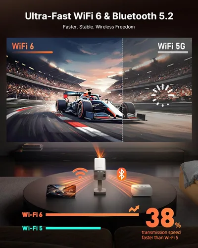 Vista 13 de [Aplicación con licencia oficial y audio DoIby] Mini proyector inteligente con WiFi y Bluetooth, proyector portátil VOPLLS para exteriores 4K