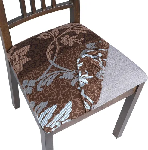 Vista 33 de SearchI Juego de 2 fundas de asiento para sillas de comedor, fundas de asiento elásticas con estampado, extraíbles y lavables, fundas de cojín