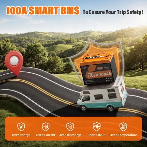 Vista 6 de Batería de litio LiFePO4 de 12 V 100 Ah, batería de litio grupo 24 integrada BMS de 100 A y celdas de grado A, 15000 ciclos, energía máxima de 1280