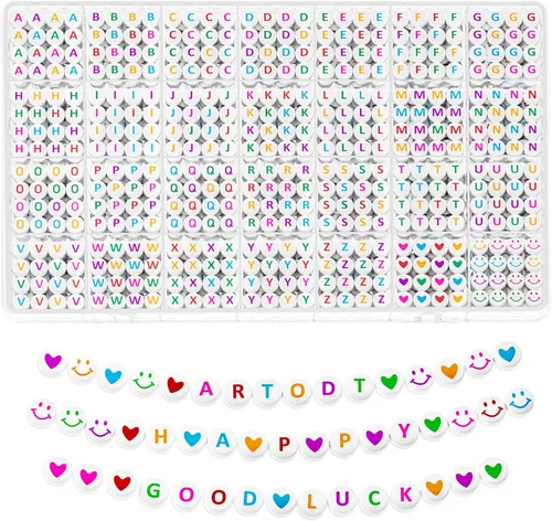 Vista 7 de ARTDOT Kit de fabricación de pulseras de amistad con 1400 piezas de cuentas de letras, surtido de 28 estilos, suministros para hacer joyas, juego