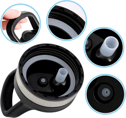 Vista 3 de Tapa de popote para botella Hydro Flask de boca ancha Botella de 12, 16, 18, 32, 40 y 64 onzas, tapa de popote de repuesto compatible con botellas