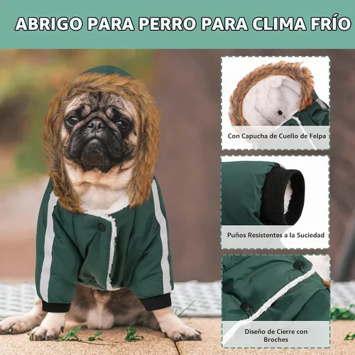 Vista 4 de Queenmore Abrigo cálido de invierno para perro, impermeable para clima frío, chaqueta de nieve para perro, sudadera reflectante con capucha