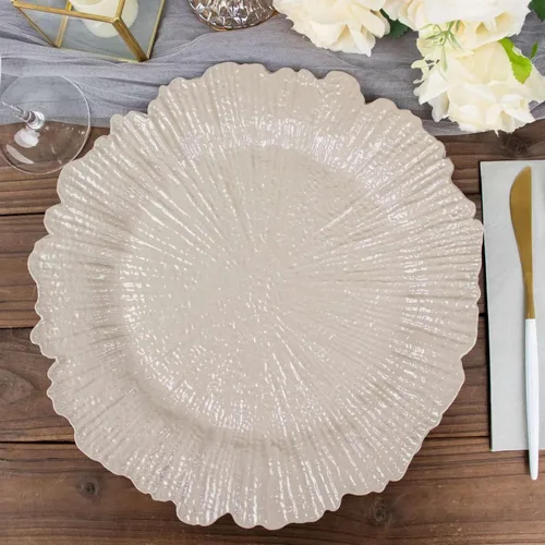 Vista 28 de Efavormart - Paquete de 6 platos de carga redondos de plástico morado de 13 pulgadas, con borde con volantes, para bodas, eventos
