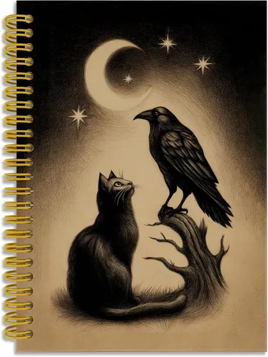 Cuaderno gótico de bruja, cuervo y gato negro, diario espeluznante de academia oscura para mujeres, regalos de bruja gótica para mujeres, cuaderno