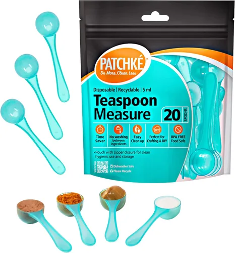 Cucharas medidoras de plástico, cabe en frasco, bueno para fórmula, café, comida para mascotas, 0.2 fl oz, 1 cucharadita de medida (20)
