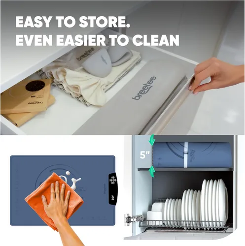 Vista 9 de BREETEE Tapete eléctrico para calentar alimentos – Tapete de calefacción de silicona para alimentos con 9 niveles de temperatura – Tapete