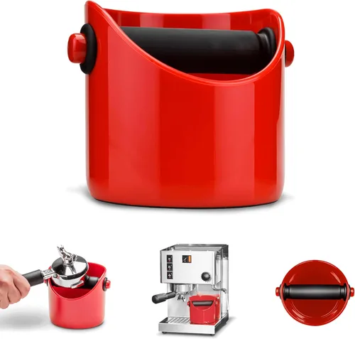 Dreamfarm Grindenstein – Caja para desechar unidades de café molido y café expreso (negro), Rojo