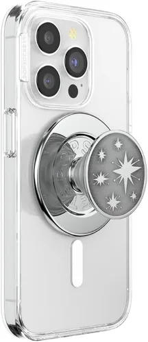Vista 13 de PopSockets Agarre translúcido para teléfono con soporte expandible, PopSockets para teléfono, agarre adhesivo, PopGrip translúcido, plateado