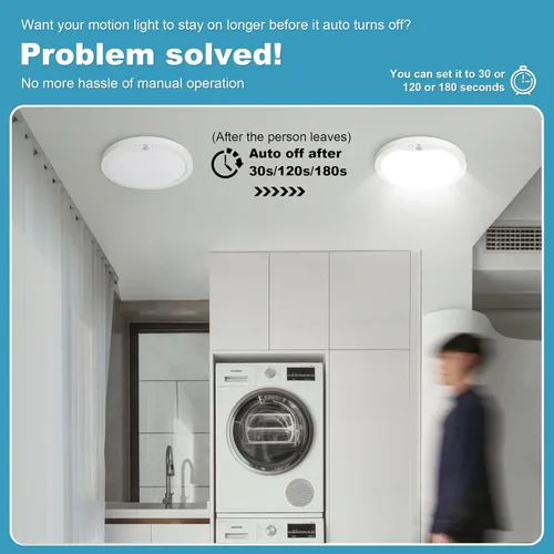 Vista 3 de NEWKAZ Lámpara de techo con sensor de movimiento de 9 pulgadas cableada, 20 W, luz de techo LED de montaje empotrado para interiores, 3000K 4000K