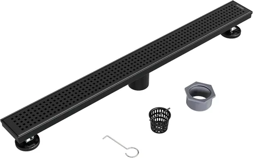 Vista 21 de Neodrain Drenaje lineal de ducha de latón cepillado de 18 pulgadas con rejilla extraíble de patrón cuadrado,fabricante profesional de drenaje