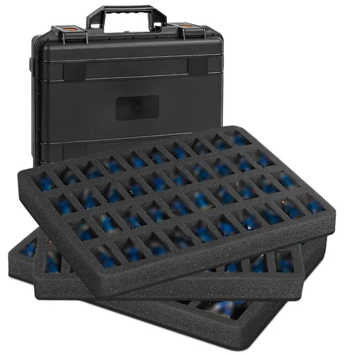 Vista 9 de TORIBIO Miniature Storage Figure Case, Miniature Sturdy Hard Case 48 Slot Figurine Miniature Carrying Case, Compatible with 40k and More Miniature